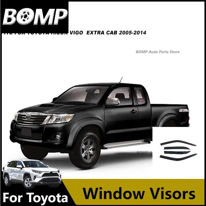 Nueva visera de ventana para Toyota Hilux Vigo Extra Cab 2005 2006 2007 2008 2009 2010 2011 2012 2013 2014 Deflector protector solar para lluvia y viento