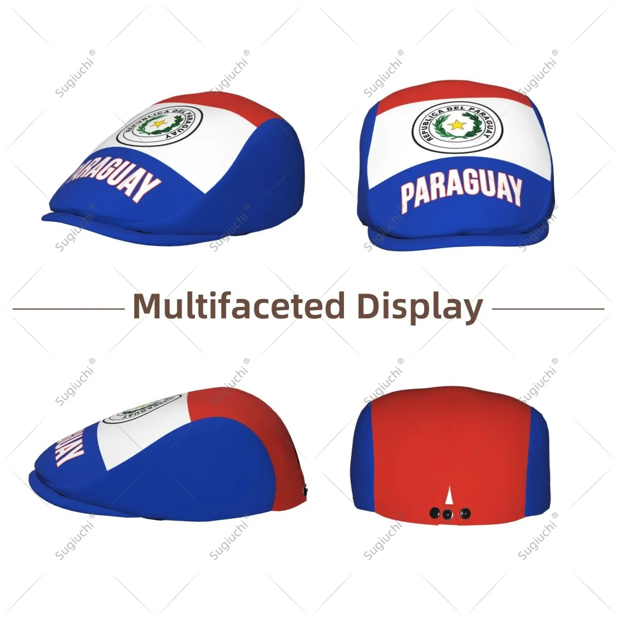 Forward cap Paraguay Flag Men Women Flat Newsboy Driving Hat Cap Short Brim for Driving Daily visors hat