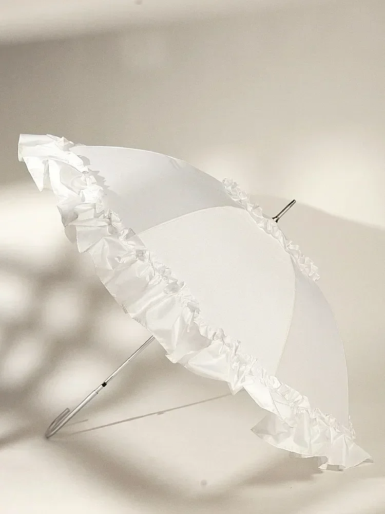 Lace Long Shank Umbrella Curved Handle European-style Vintage Umbrella Arch Princess Straight Stick Photography JJ630