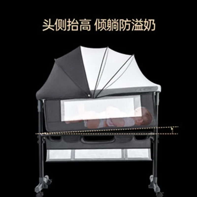 Baby Crib Newborn Bed Splicing Big Bed Baby Crib Bb Crib Cradle Bed Multi-functional Mobile and Foldable