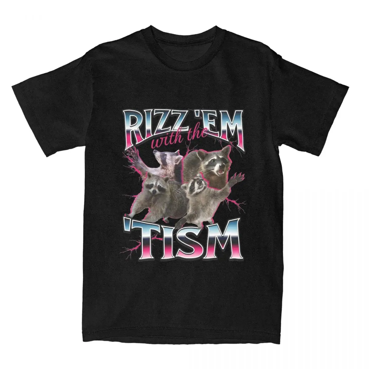 Men Women\'s Rizz Em Autism Racoon T Shirt Merch Pure Cotton T-shirt Clothes Fashion Tees Printed