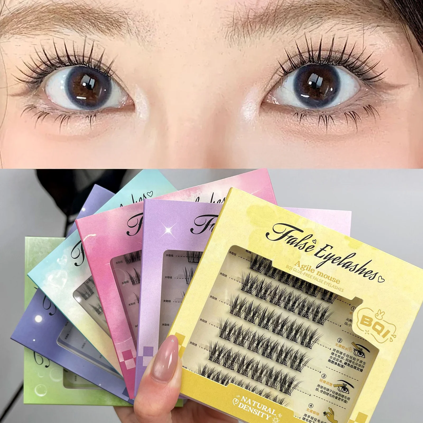 Kleberfrei, realistische falsche Wimpern, einzelne Cluster-Fälschungswimpern, immer tägliche Wimpern im koreanischen Stil, Make-up-Zubehör
