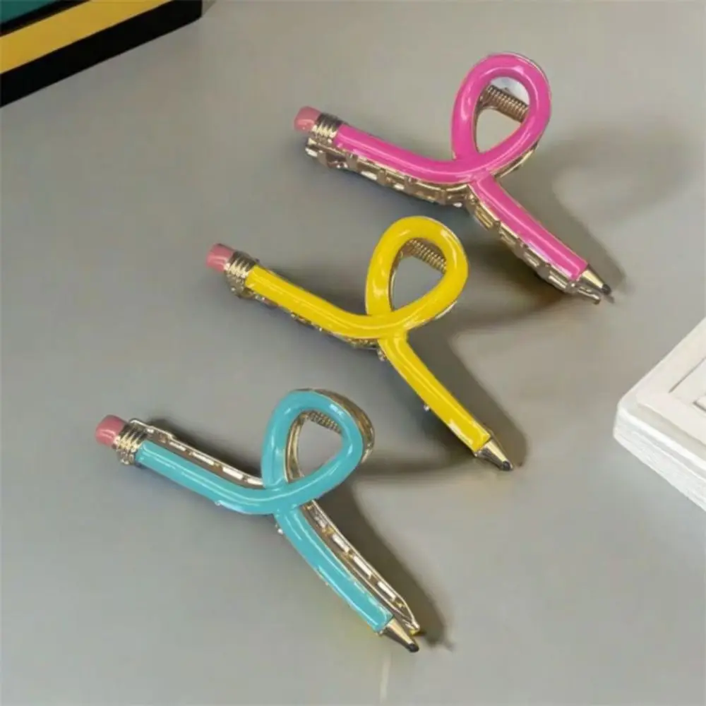 Fashion Cute Pencil Hair Clips Novelty Fun Metal Barrettes Back to School Hair Claw Classroom