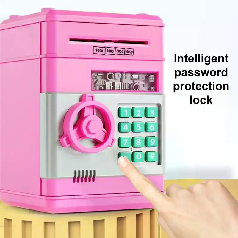 Electronic Piggy Bank Automatic Mini Safe Coins Cash Saving Money Box Password Counter Code Key Lock Coin Bank ATM Child Gift