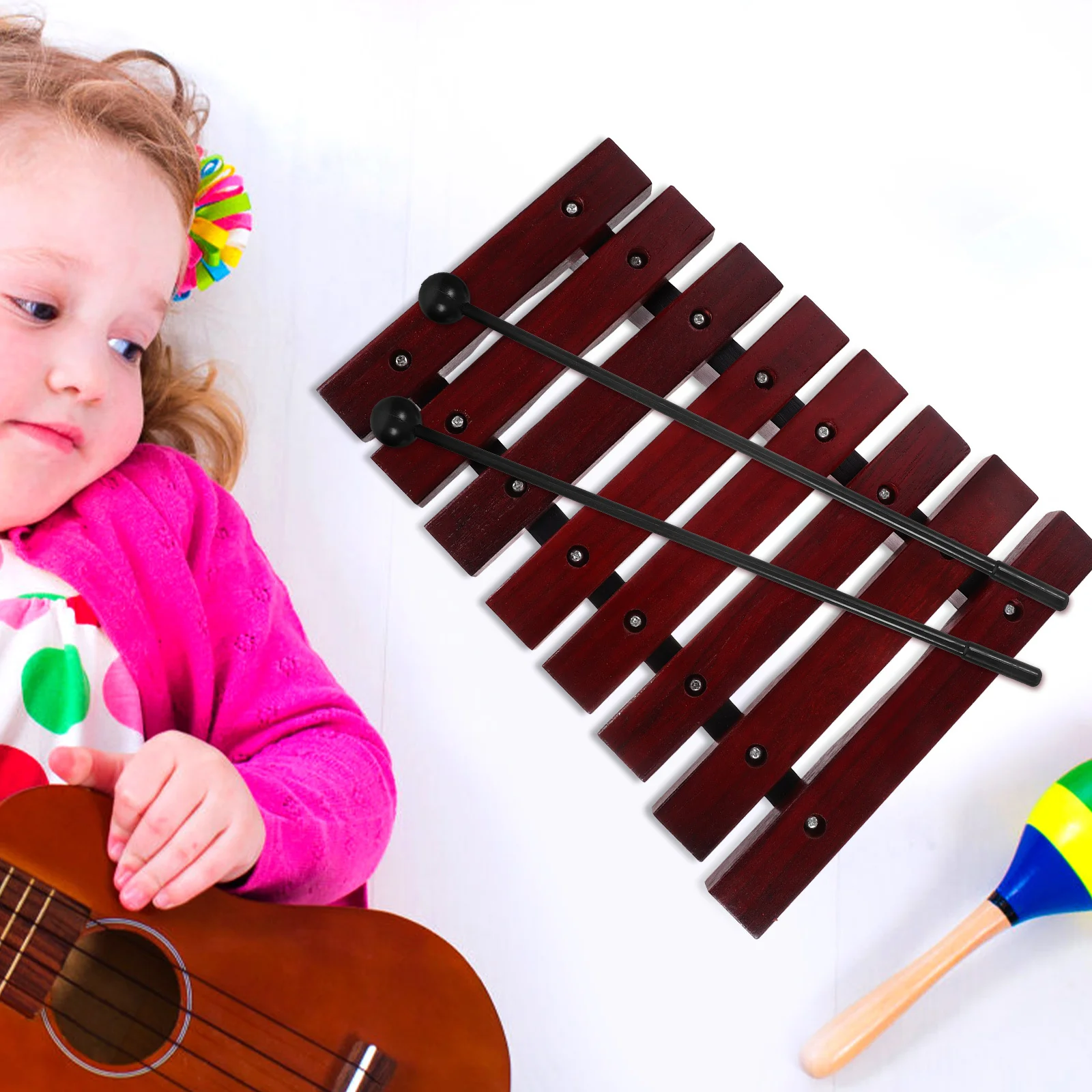 

1Set Wooden Xylophone Percussion Instrument Colorful Glockenspiel Kids Early Education Music Cognitive Development Gift