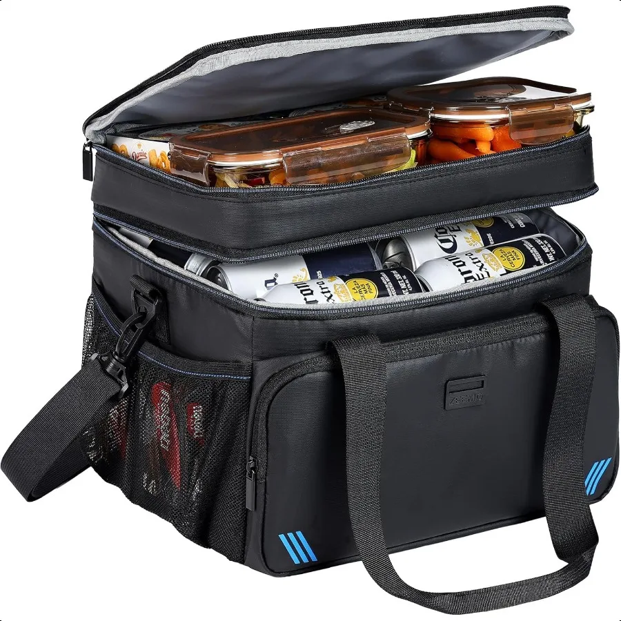 

Soft Cooler Bag Insulated Lunch Box 19 L Ice Chest Double Leakproof Layers Waterproof and Collapsible Case for Work Outdoor Tri