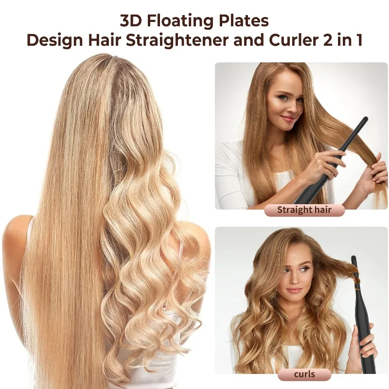 

Small Flat Iron for Short Hair, Temperature Adjustable Pencil Flat Iron Fast Heat Up, Beard Straightening Iron