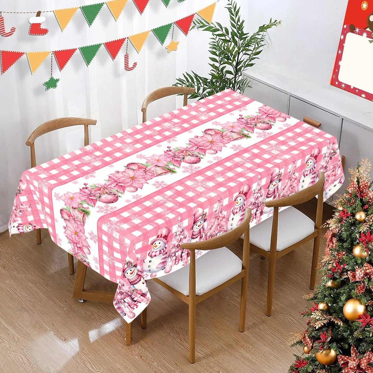 الوردي عيد الميلاد البلاستيك مفرش المائدة عيد الميلاد الديكور للمنزل 2025 عيد الميلاد غطاء الطاولة ديكور نافيداد نويل هدية السنة الجديدة 2026