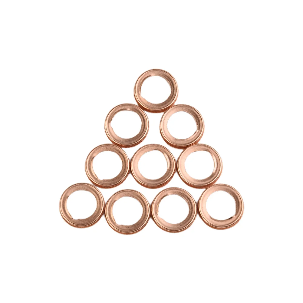 For Nissan For Infiniti Gasket Washer Portable Reliability Copper Oil Drain Parts Stable Characteristics 10PCS