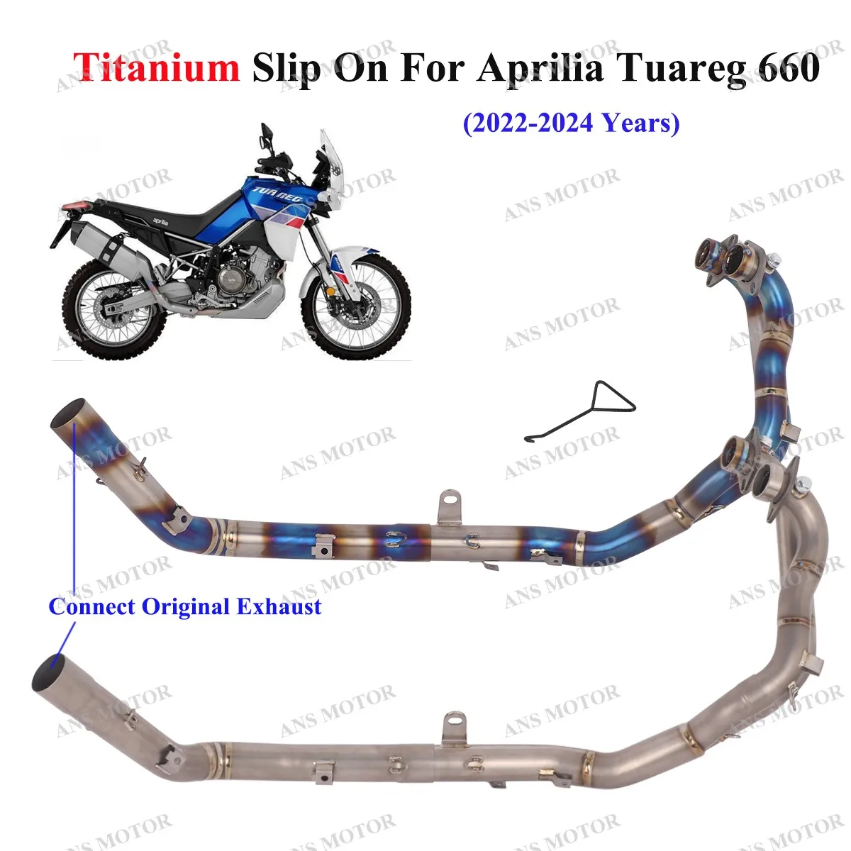 For Aprilia Tuareg 660 2022 2023 2024 Motorcycle Exhaust Front Link Pipe Connect Original Muffler Titanium