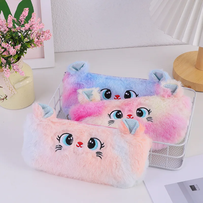 Girl Cat's Eye Cute Cartoon Pencil Case Organizer Creative Stationery Holder Zipper Pen Pouch Large Capacity Pen Bag 2023 New