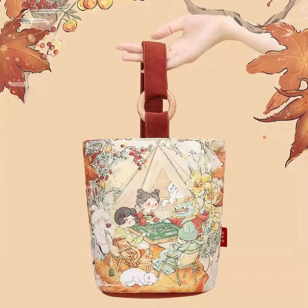 Sac fourre-tout en toile de dessin animé de style coréen, sac à main imprimé chat Dragon, sac à provisions, initié au poisson, fleur, E27