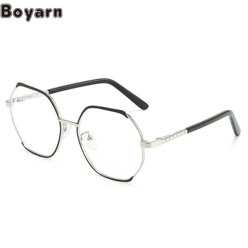 Foreign Trade Cross Border New Factory Direct Anti-blue Glasses Frame Ladies Polygon Spring Foot Flat Mirror Trend Glasses Frame