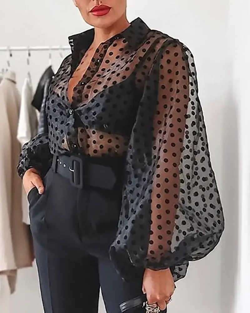 Blouses Women Spring Lace Patchwork Long Puff Sleeve Elegant Party Shirts Streetwear Feminino Sexy Tops Blusas Mujer Francais