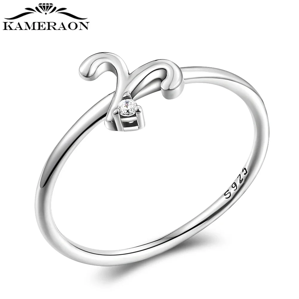 Vintage Twelve Constellation Aries Small Rings for Woman Zirconia Real 925 Sterling Silver Ring for Women Girls Gift 2021 Trendy