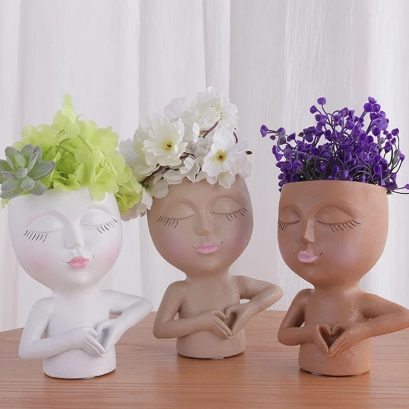 Love Girl Gypsum Silicone Mold Diy Succulents Concrete Flower Pot Vase Plaster Cement Clay Mold Holder Mold