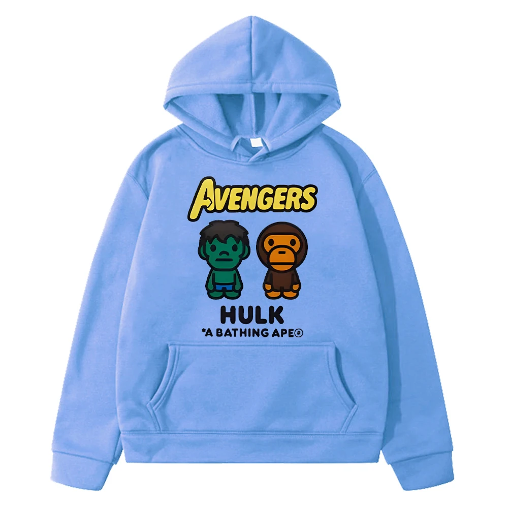 The Hulk Print Kawaii hoodies Fleece sweatshirt boys clothes y2k sudadera Marvel anime hoodie pullover jacketkids clothes girls