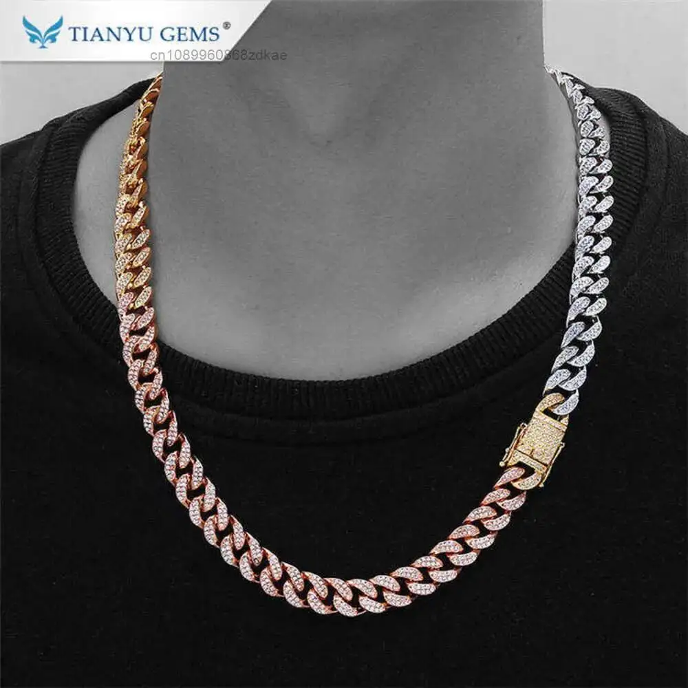 Luxury Tianyu Gems Ice Out Jewelry Chain Hip Hop Moissanite Diamonds Customized Cuban Link 14k 18k Pure Gold Chains Necklace.