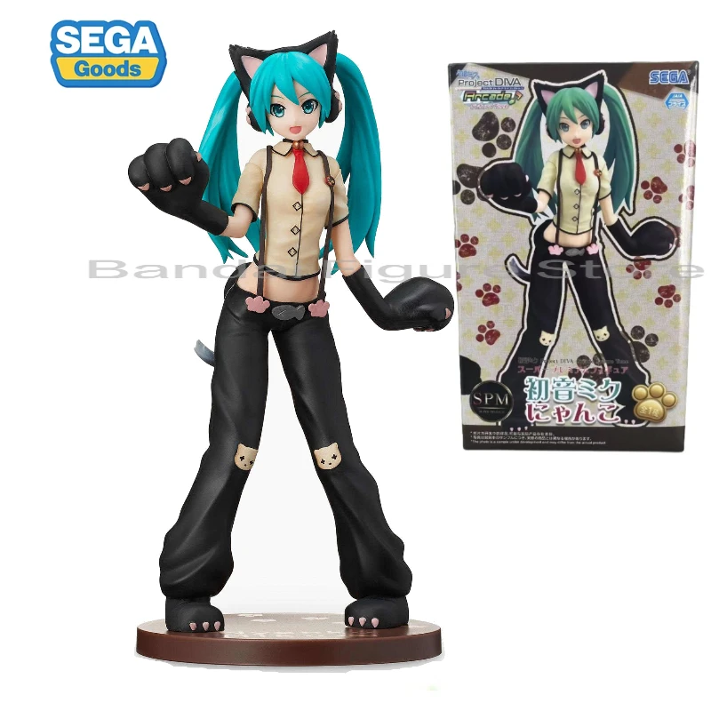 在庫ありセガ-spm-vocaloid-プロジェクト-diva-初音ミク猫デスクトップかわいい人形装飾品アニメアクションフィギュア玩具モデルコレクション