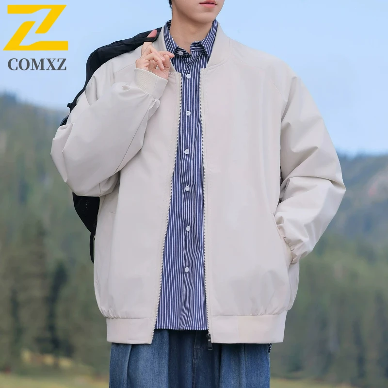 

COMXZ удобная куртка со свободным бейсбольным воротником в корейском стиле, туристическая университетская куртка, пальто для бега высокого качества, мужская одежда