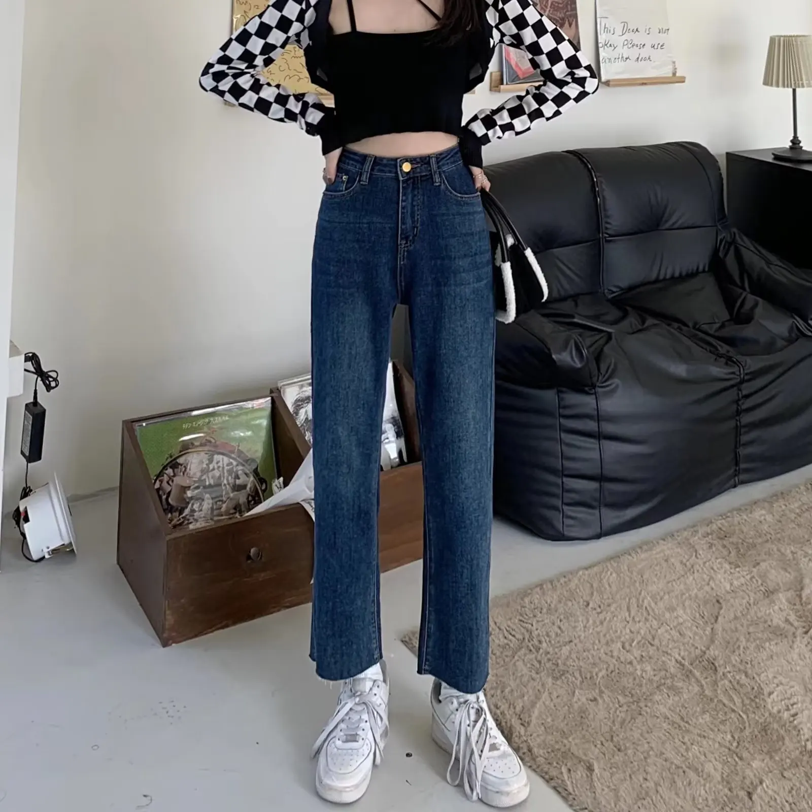 Taille haute coupe ajustée printemps automne Denim pantalon 2025 nouveau Sle mince Tube jean pour ort femmes neuf Points été mince