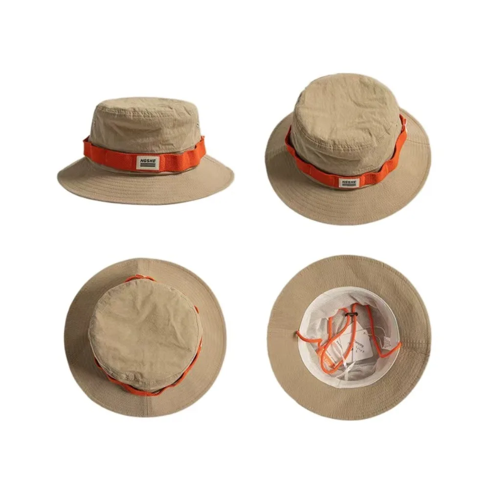 หมวกชาวประมงระบายอากาศได้ดีสีหวานหมวกปีกกว้างหมวกปีนเขา Topi kamping วินเทจ