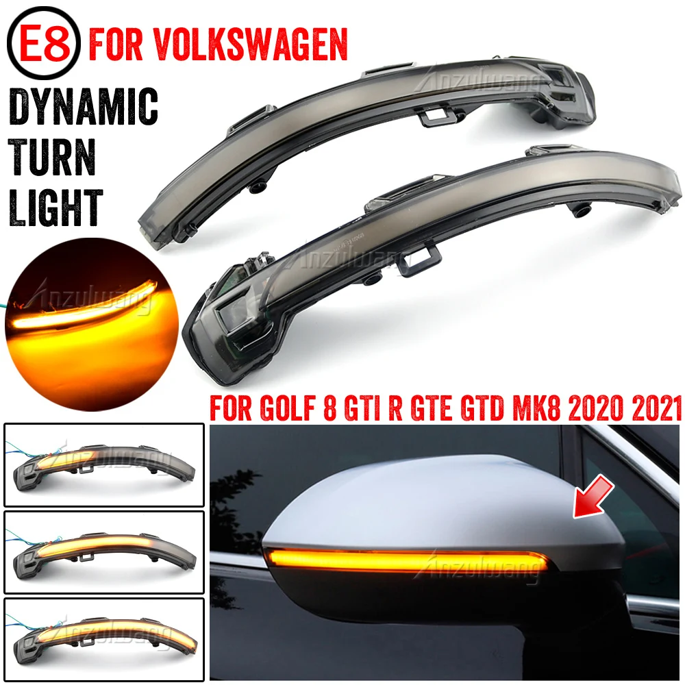 For VW Volkswagen Golf 8 GTI R GTE GTD MK8 2020 2021 Car LED Dynamic Turn Signal Light Side Mirror Sequential Blinker Indicator