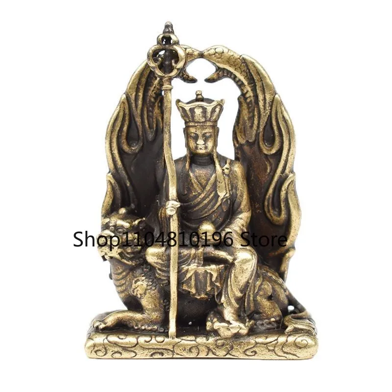 Ksitigarbha Buddha Riding Beast Copper Statue Pendant Vintage Style Buddhist