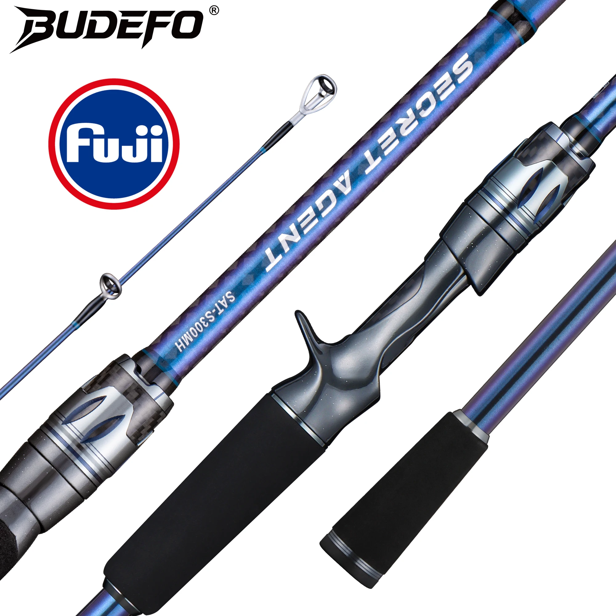 Canne à pêche BUDEFO SECRET AGENT 1.8m 2.4m 3.0m en carbone 30T, spinning et baitcasting, avec guides FUJI, canne de voyage pour leurres 2-70g L/ML/M/MH