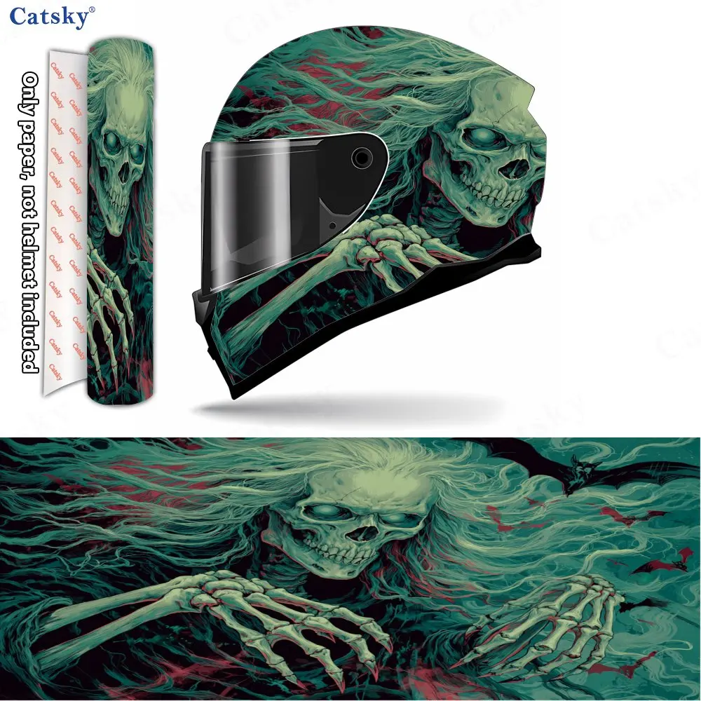 White-haired skeleton Pattern Helmet stickers , PVC Material Multifunctional Helmet Stickers, Scratch-Resistant & Fade-Proof, Ea