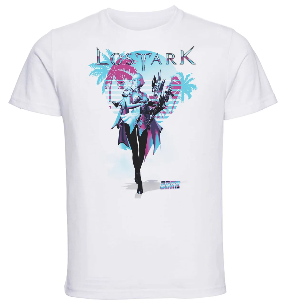 T-Shirt Unisex White Vaporwave Style - Lost Ark - Bard