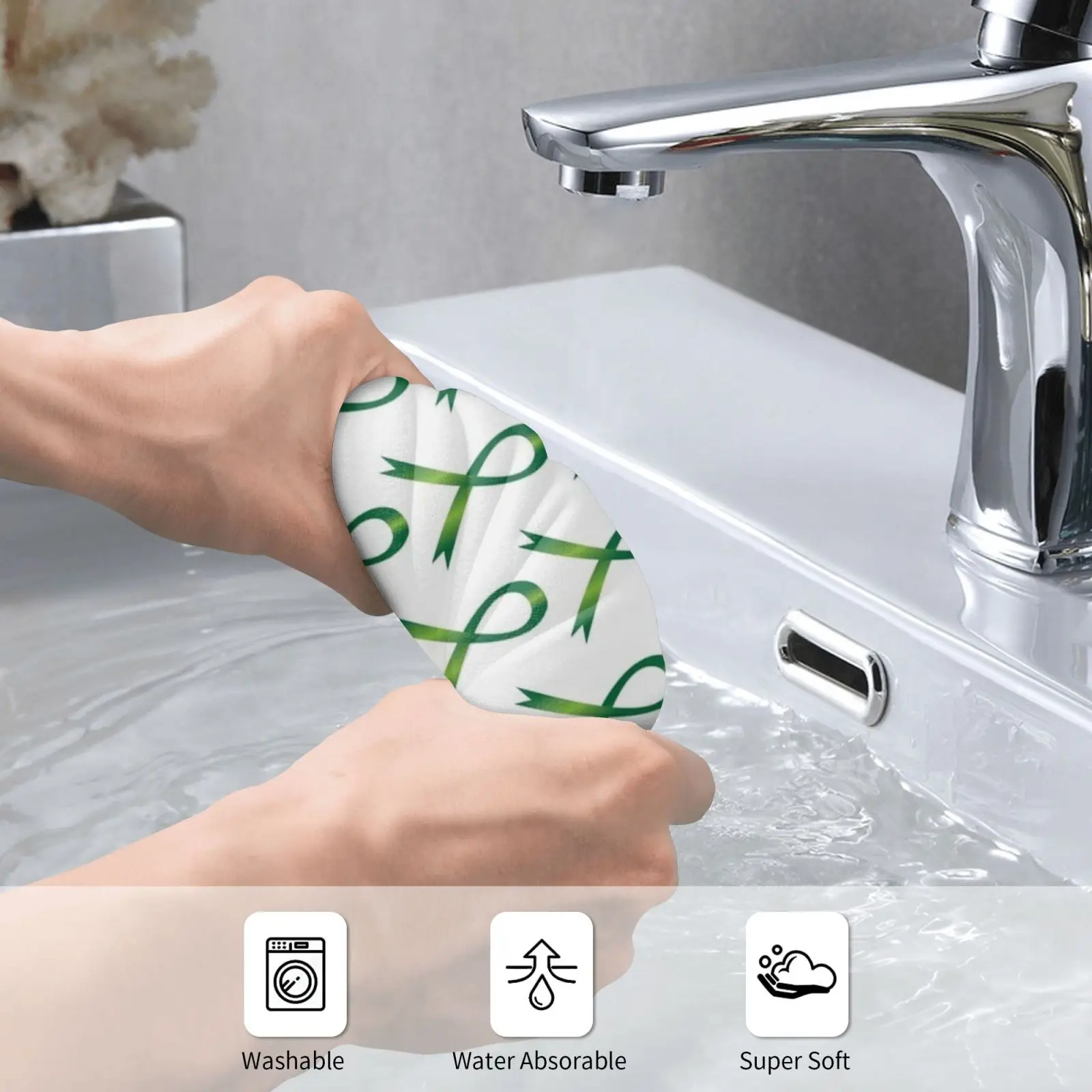 Green Awareness Ribbon Custom Towel Bath Towel Green Awareness Cancer Depression Lyme Celiac Bipolar