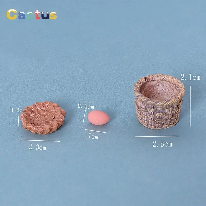 1 Set 1:12 Dollhouse Miniature Egg Basket Red Plaid Duck Egg Frame Kitchen Food Model Pretend Play Toy Doll House Accessories