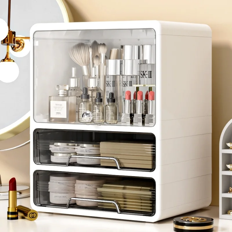 

Cosmetics storage box Desktop high-end dressing table Lipstick Eyebrow pencil organizer Large capacity skin care shelf