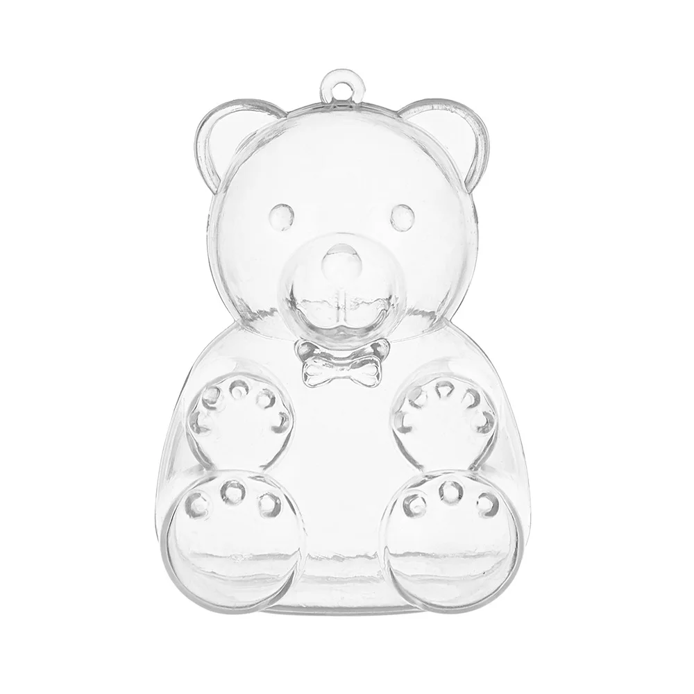 12PCS Transparent Teddy Bear Shaped Candy Box PS Plastic Children\'s Storage Box Festival Gift Wedding Decoration Can Packaging