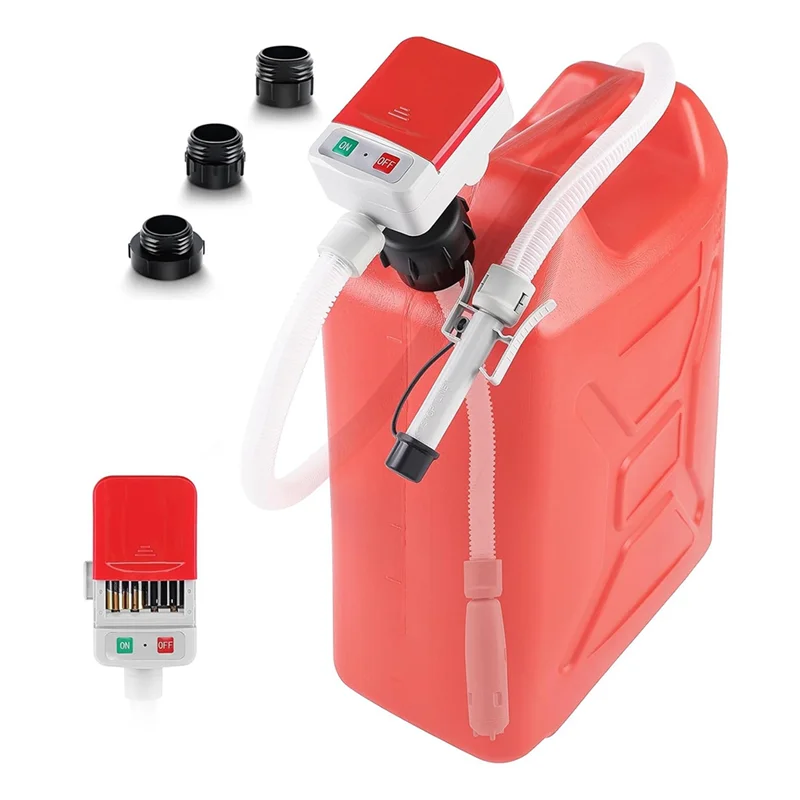 

Fuel Transfer Pump With Auto-Stop Sensor Battery-Powered 2.4GPM 51" Hose And 3 Tank Adapter Portable Liquid Pump