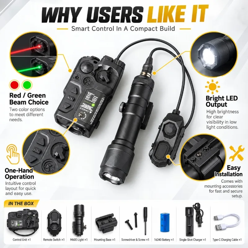 Green LED Light Module with Switch, High Brightness Focused Beam, Adjustable Holder, Night Outdoor Activity Essential Gear
