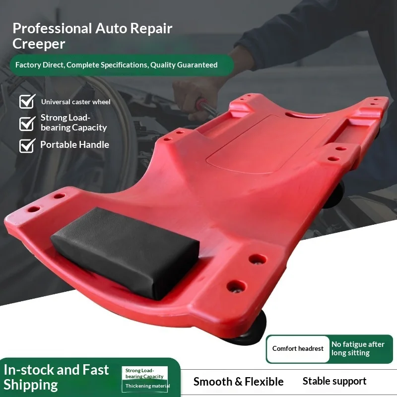 

Laying Board Heavy Duty Low Profile Rolling Car Creeper Adjustable Headrest PU Leather Steel Frame Garage Shop Home Repair Tool