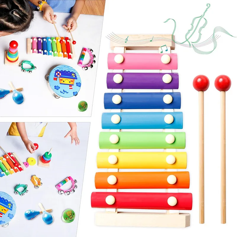 Instruments de musique en bois Montessori pour tout-petits, jouets pour bébés, instruments PerSCH, jouet xylophone, jouets musicaux pour enfants d'âge alth