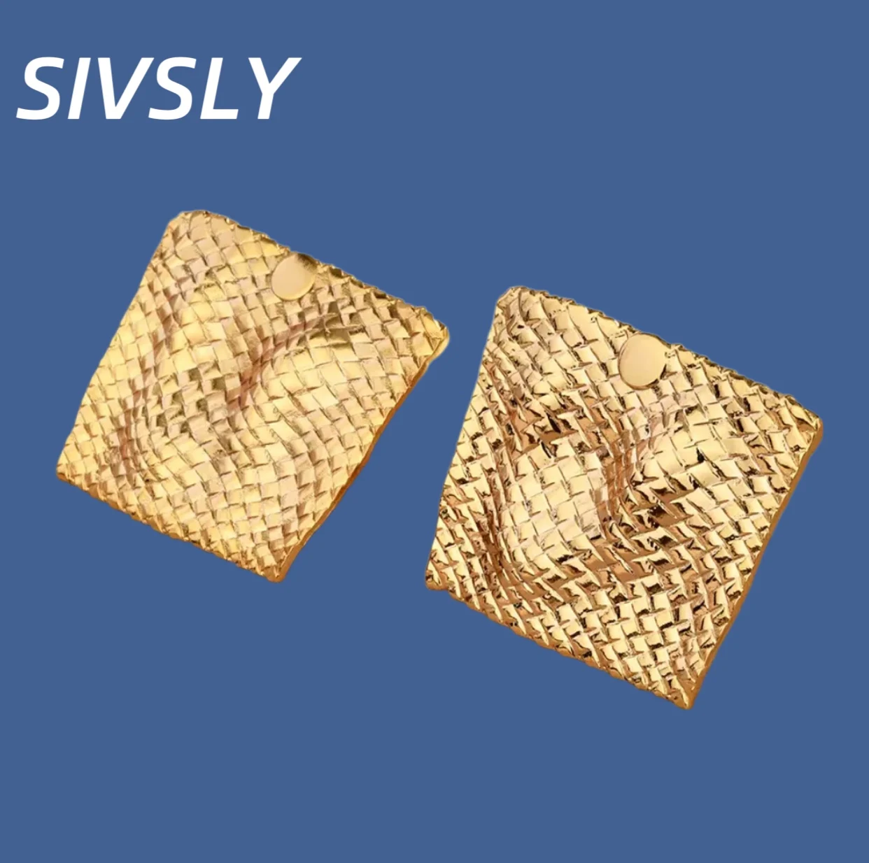 

Popular luxury geometric earrings exaggerated simple European and American style braided texture fashionable temperament earring