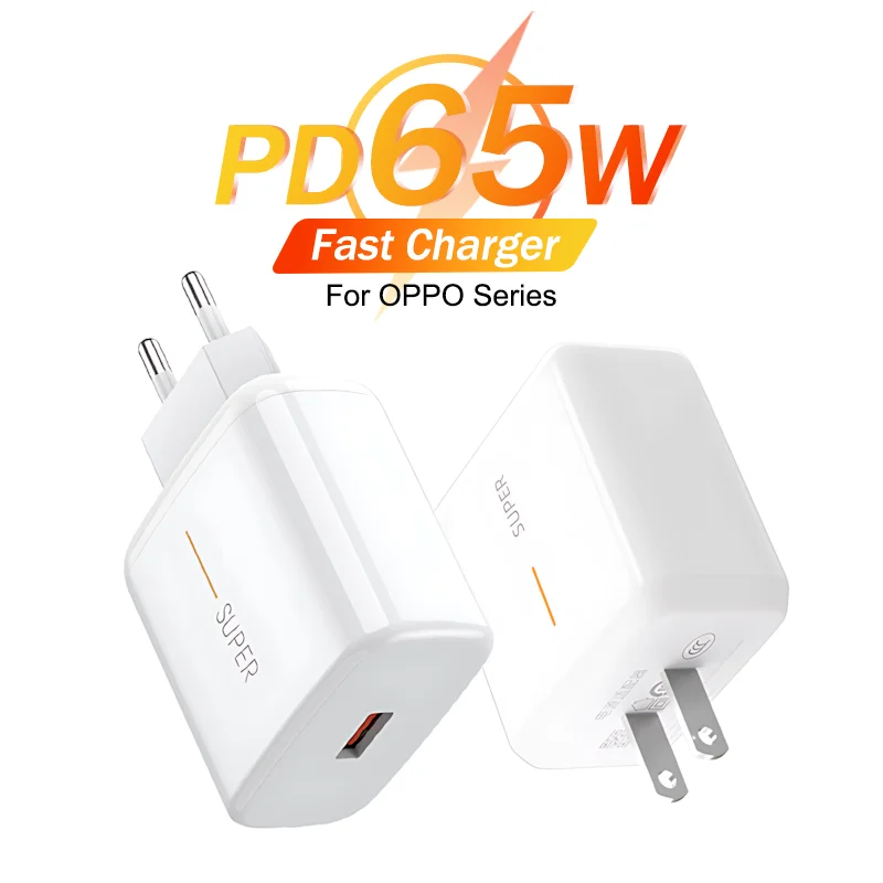 PD 65W Charger Supervooc For OPPO Reno 12 11 10 Pro 5 Fast Charging Find X7 X2 X3 X5 X6 EU US Quick Adapter Phone Accessories