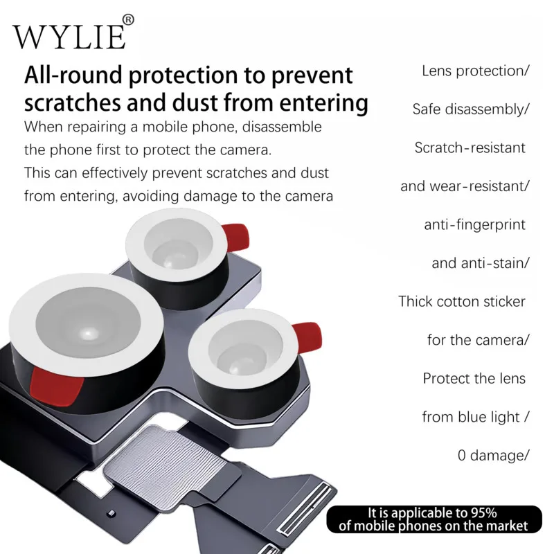 ملصقات إسفنجية واقية ثلاثية الأبعاد لكاميرات الهاتف S/M/L/XL عالمية لحماية 95% الكاميرات الأمامية والخلفية للهاتف المحمول من الضرر