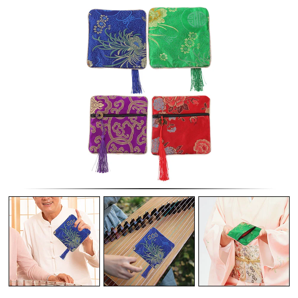 4 Pcs Nail Bag Coin Pouch Ear Rings Holder Staple Guitar Embroidery Earring Pipa Storage Child