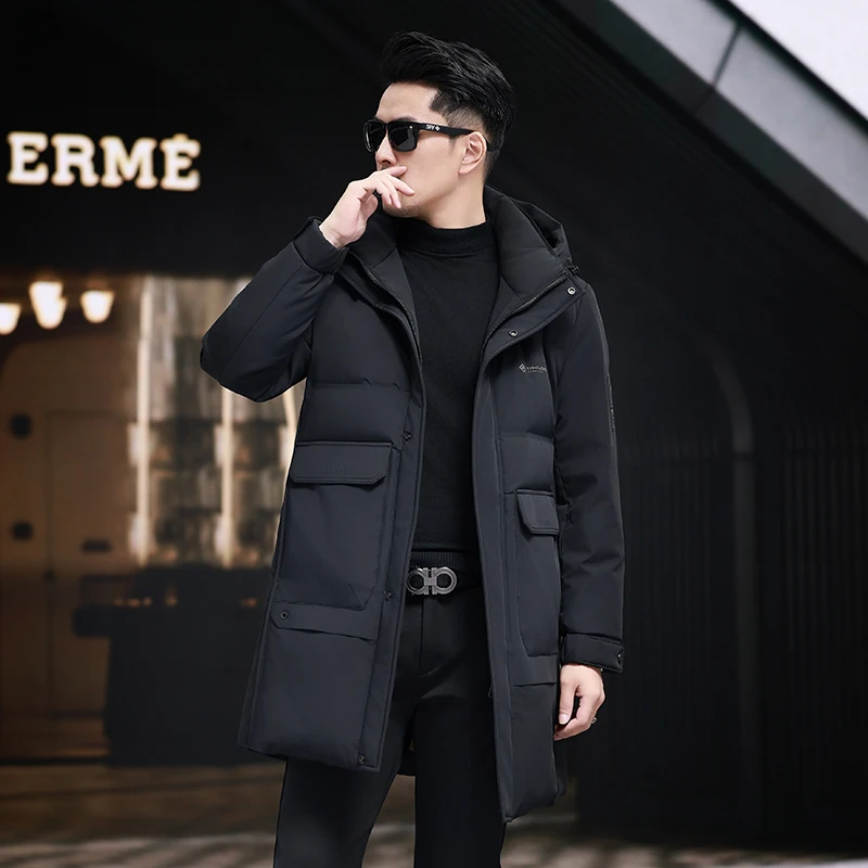 Down Jacket Men's Winter Jacket Luxury Designer Clothing Cold Protection Goose Filling Long Wide Windproof Thickened Heating