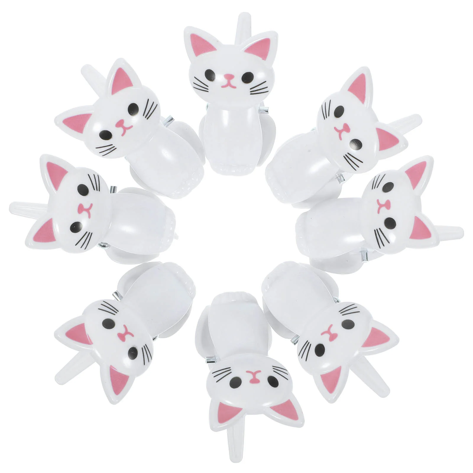 Cute Cat Office Clip with Lanyard Multifunctional Windproof Drying 6pcs (grey 3 + White 3) Snack Bags Clips Chip