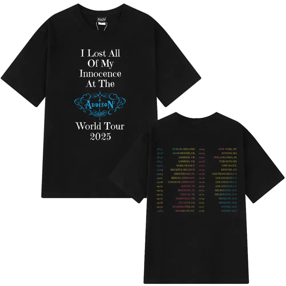 المغني أديسون راي 2025 جولة ميرش التي شيرت الرجال النساء قصيرة الأكمام القطن المحملة الصيف الجمالية Harajuku تي شيرت غير رسمي الشارع الشهير #1