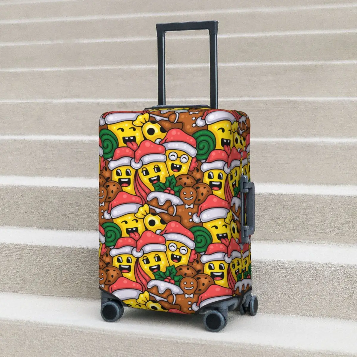 Christmas Doodle Suitcase Cover Cute Kids Cruise Trip Protector Holiday Practical Luggage Case