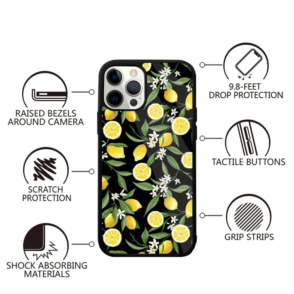 Fruit lemon Painting Phone Case For iPhone 15,14,13,12,11,Plus,Pro,Max Mini Magsafe Magnetic Wireless Charging