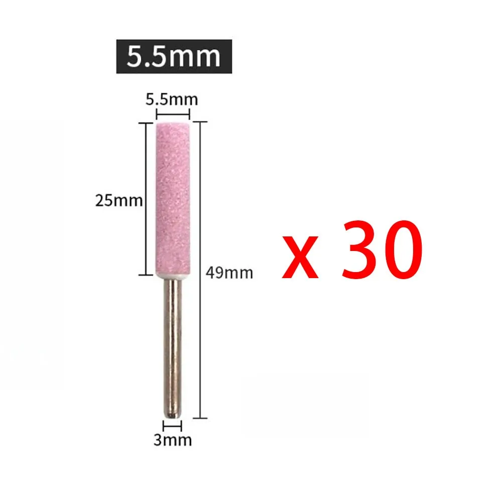 

30Pcs Chainsaw Head Grinding Stone File 4/4.8/5.5/6mm Sharpening Carving Tools Chainsaw Sharpener Stones Mounted Points