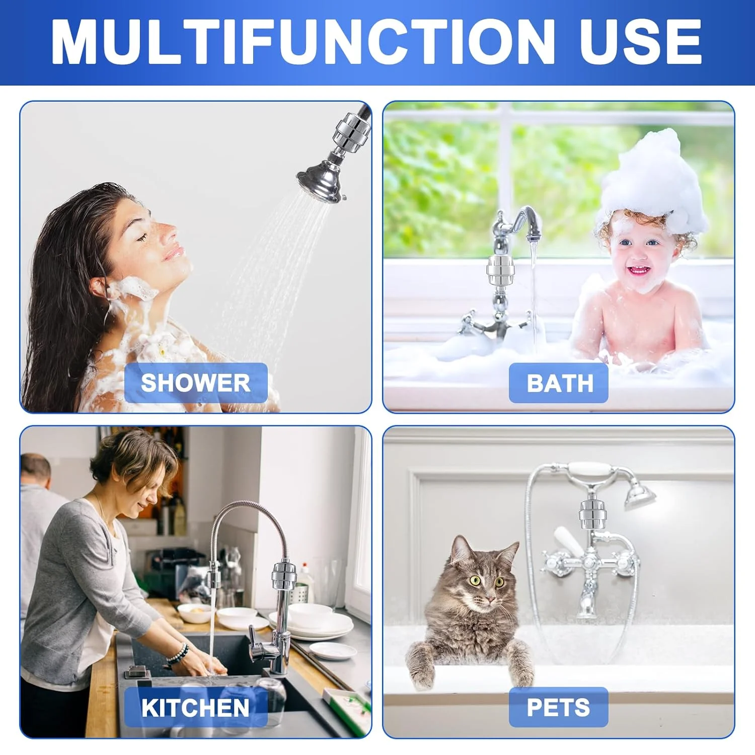 4 عبوات من فلتر الدش البديل لمرشح الدش المكون من 20 مرحلة، عبوة فلتر رأس الدش مع استبدال رأس الدش فيتامين C #6